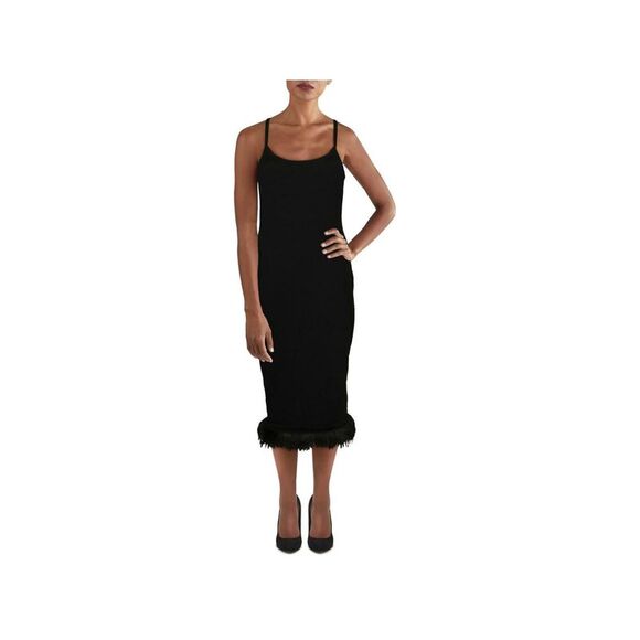 DANIELLE BERNSTEIN Dresses & Skirts - DANIELLE BERNSTEIN Womens Black Spaghetti Strap Midi Cocktail Body Con Dress XS